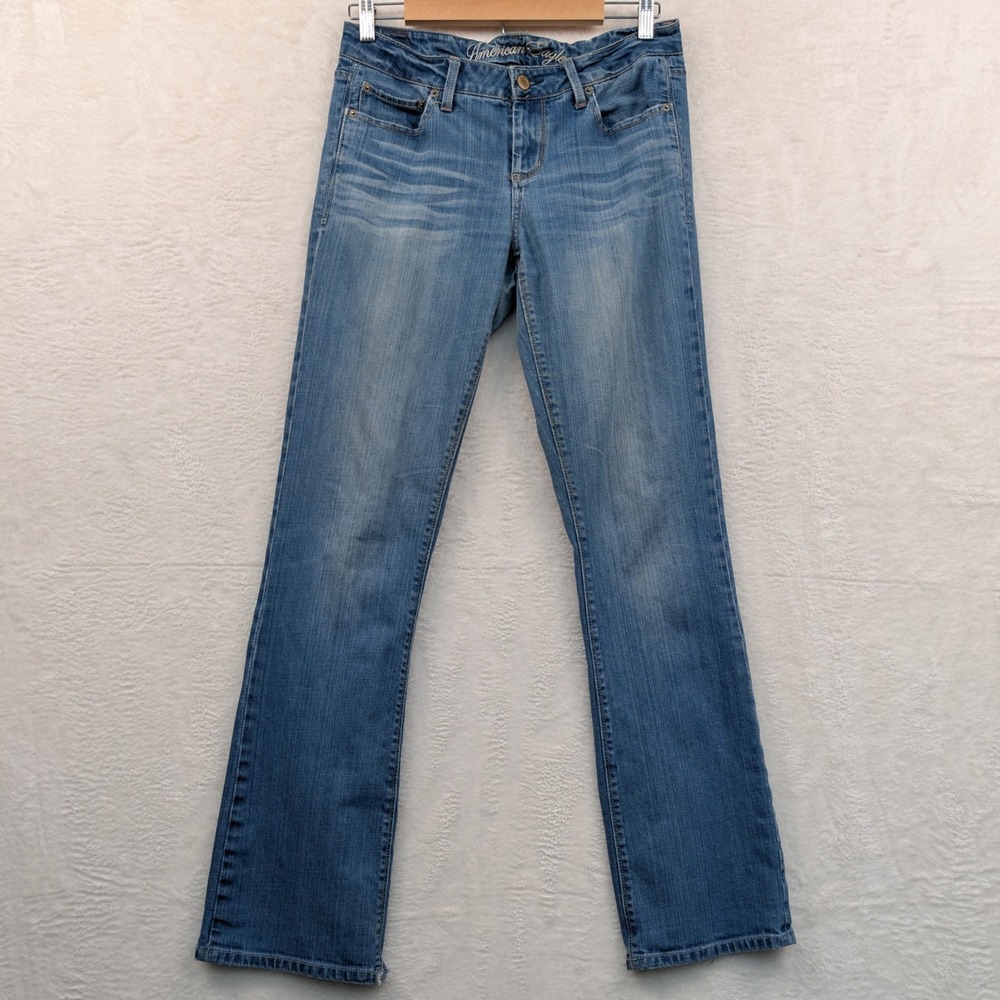 VTG American Eagle Jeans Women 32x34 Blue Faded Stretch True Boot Low Rise Y2K